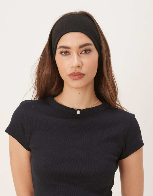 DesignB London wide jersey headband in black