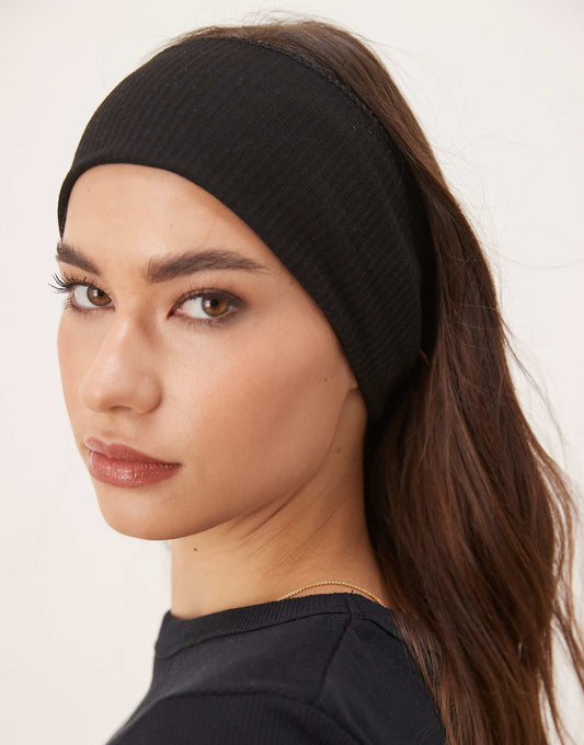 DesignB London wide jersey headband in black