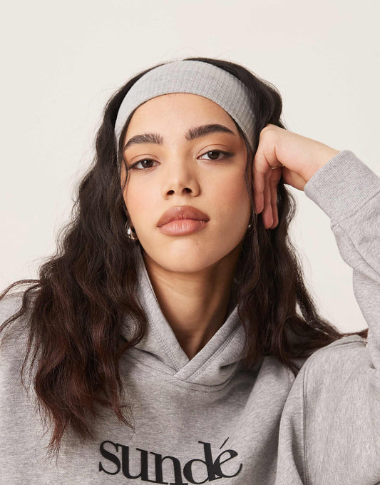 DesignB London wide jersey headband in grey