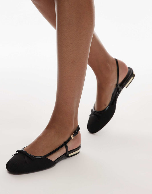 Mango open back ballet pumps in black
