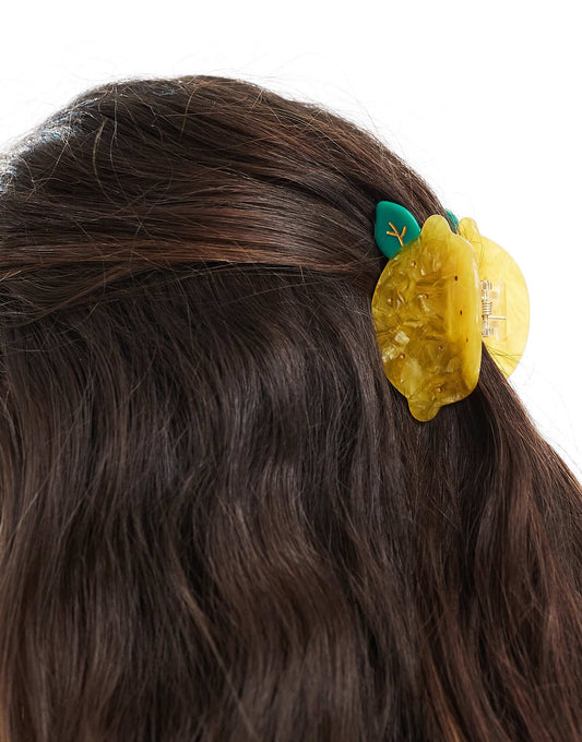 Pieces lemon hair claw in yellow