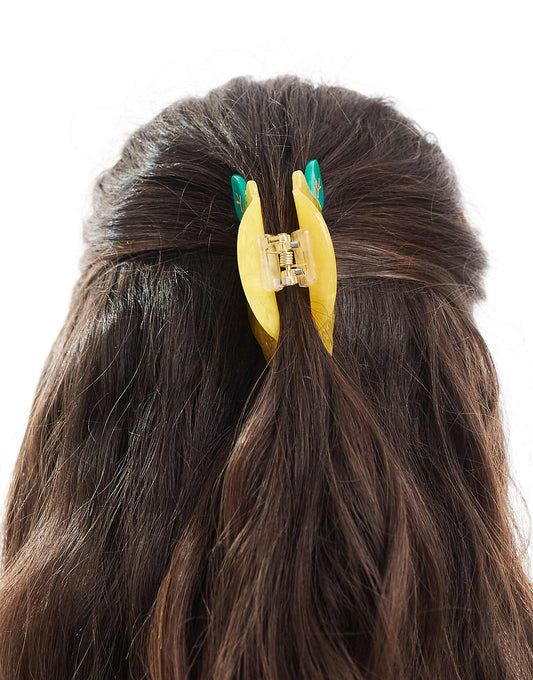 Pieces lemon hair claw in yellow