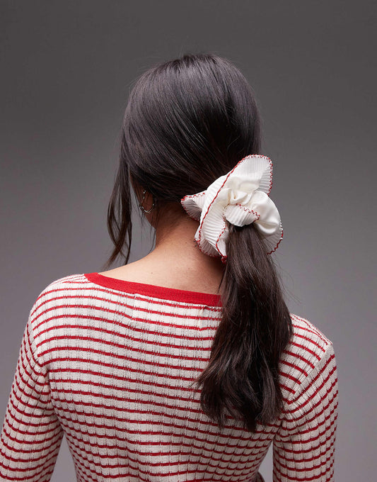 & Other Stories large hair scrunchie with red trim in white