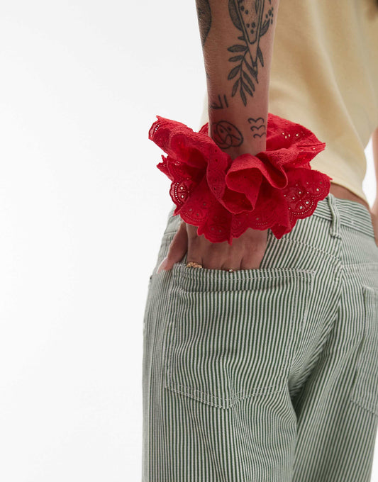 & Other Stories large embroidery hair scrunchie in red