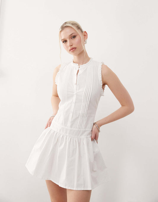 Motel dayara pintuck mini dress in white