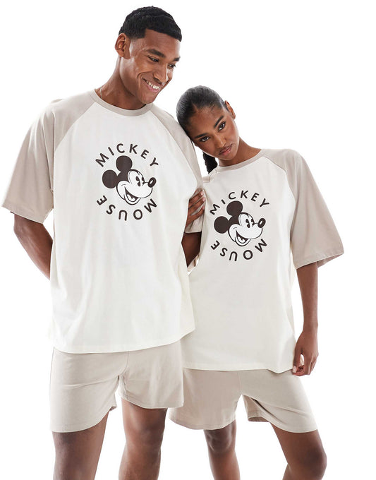 ASOS DESIGN Disney Mickey raglan sleeve pyjama set
