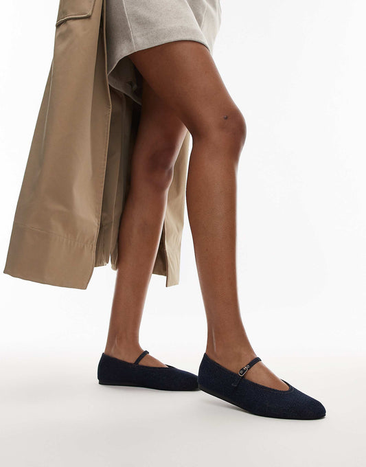 ARKET mary jane denim ballet flats in indigo blue