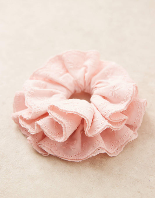 ASOS Design scrunchie with frill and bow detail in pink