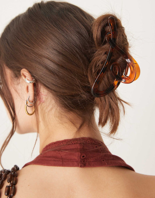 ASOS Design XL hair claw with heart detail in tort