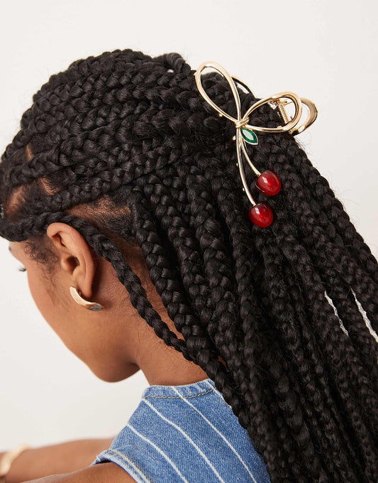 ASOS DESIGN metal hair claw with cherry enamel design