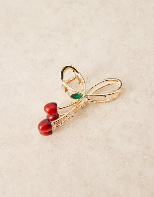 ASOS DESIGN metal hair claw with cherry enamel design