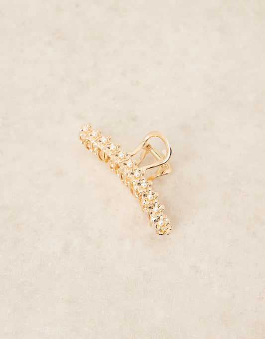 ASOS DESIGN metal XL hair claw with flower design and pearl detail