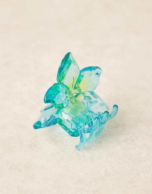 ASOS DESIGN hair claw in flower design in ombre blue