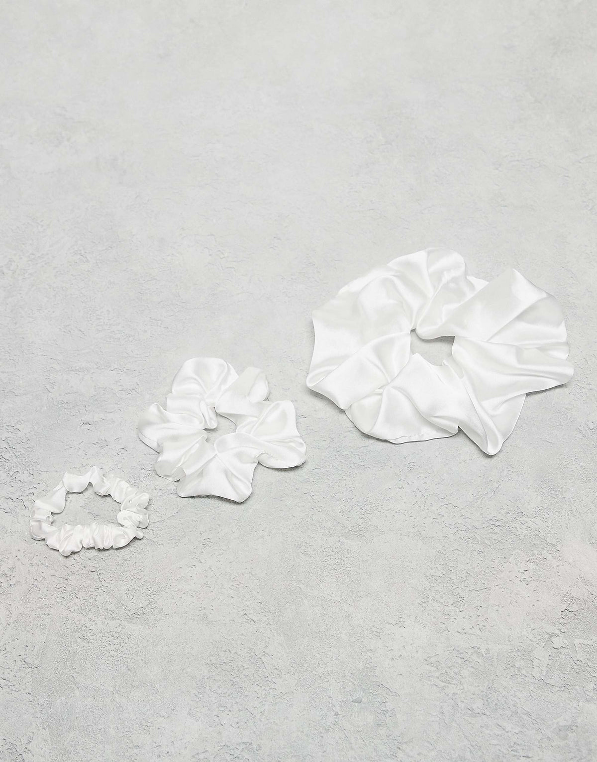 ASOS DESIGN pack of 3 satin scrunchies in ivory