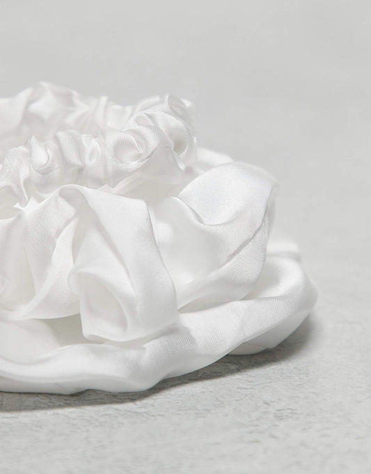 ASOS DESIGN pack of 3 satin scrunchies in ivory