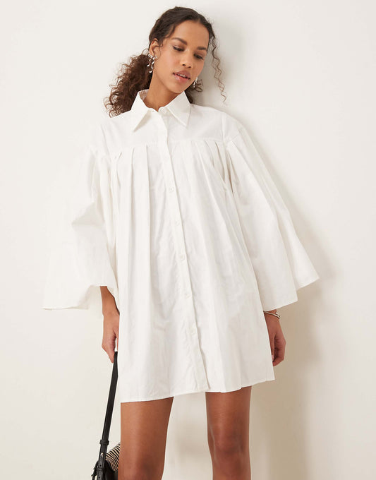 Ghospell pleated mini dress in pearl white
