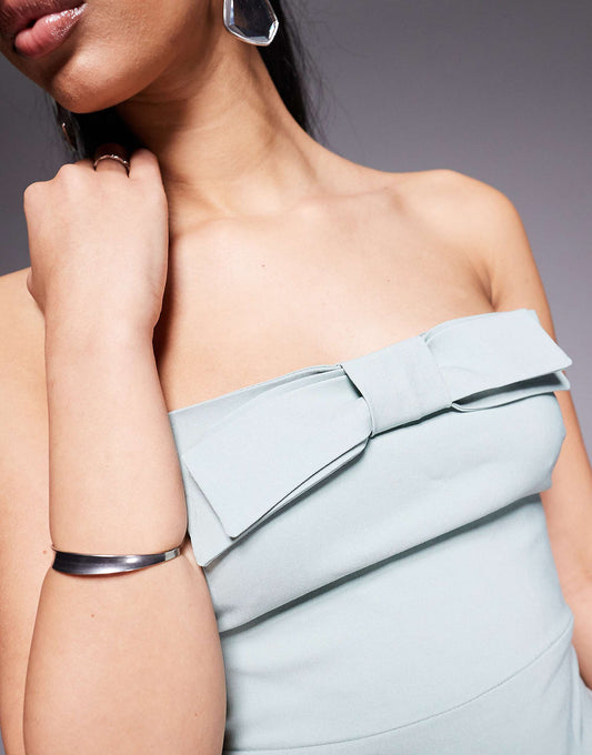 Vesper bengaline bandeau bow detail bodycon midaxi dress in sage
