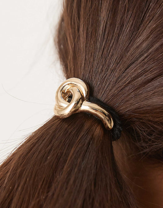 ASOS DESIGN knotted detail cuff hairband in gold tone