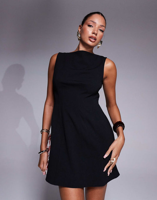 ASOS DESIGN sleeveless seam detail mini dress in black