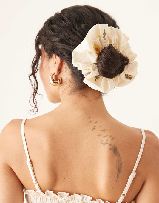 ASOS DESIGN oversized scrunchie with embroidered detail