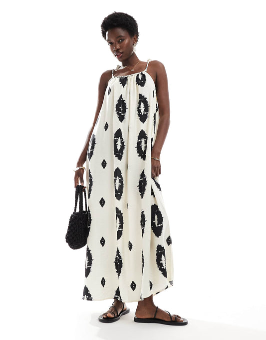 ONLY abstract print maxi dress in white
