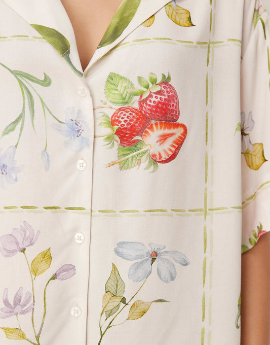ASOS DESIGN bowling shirt dress in postcard print