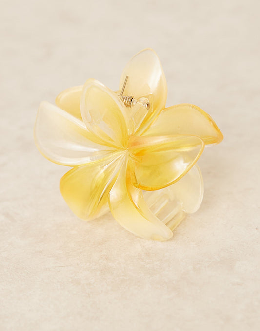 DesignB London hawaiian flower hair claw in ombre yellow