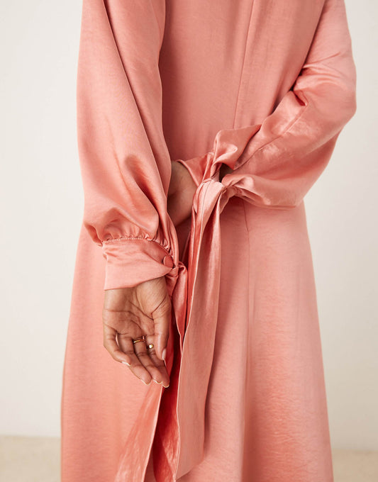 ASOS DESIGN blouson high neck maxi dress in rose