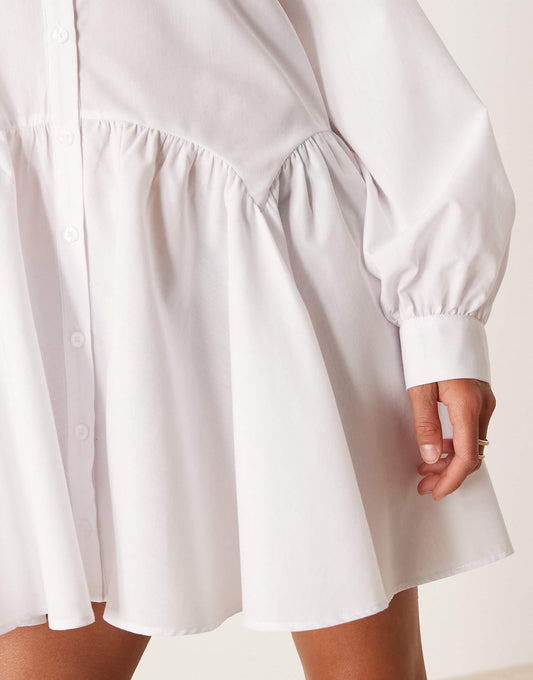 ASOS DESIGN Petite mini shirt dress with wide cuffs and oversized pockets in white